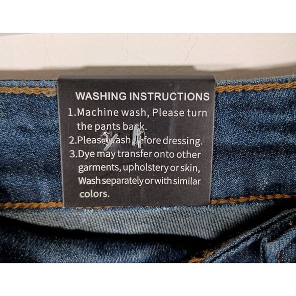 NWT Qazel Vorrlon Womens Dark Wash Skinny Distressed Blue Jeans Pockets Size 28 - Picture 9 of 9